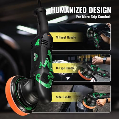 BATOCA 6 Dual Action Random Orbital Car Polisher, 700W Automotive Paint Buffer Kit, 6 Variable Speeds DA Buffer for Car Detailing, with Foam Pads for Waxing,Buffing,Sanding,Polishing