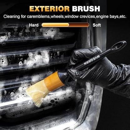 MVEQRRN 10PCS Car Detailing Brush Set,Boars Hair Detail Brush Kit(Gold) | Ultra Soft No Scratch, Car Dust Brush,Car Detailing Brushes Kit, Detail Brushes Car Detailing for Interior Exterior - color: 10pcs detail brush gold