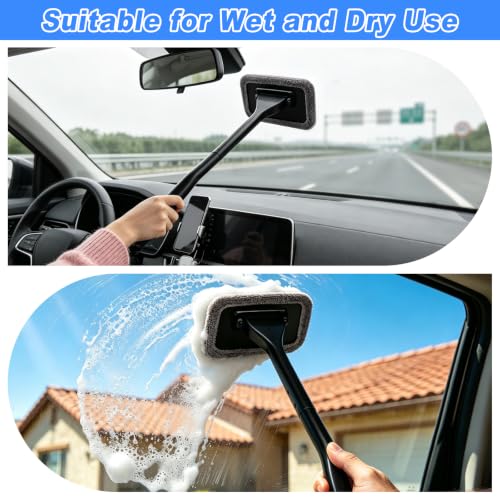 Car Interior Cleaning Kit - Windshield Cleaner Tool, 3 Graded Boar Brushes, Double Head AC Vent Shutter Brush, Towels, Duster, Car Interior Detailing Kit for RVs, Truck, Trailer