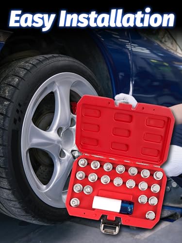 21 pcs Wheel Lock for BMW, Mini Series Anti-Theft Removal Kit | With Socket Adapter Anti-rust 1/2 inch (12.7mm) Wheel Lock Lug Nut BMW Automotive Screw Remover Key Socket Tool Set