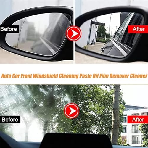 Car Glass Oil Film Cleaner, Glass Film Removal Cream, Car Windshield Oil Film Cleaner, Glass Stripper Water Spot Remover with Sponge and Towel (1 Set) - color: 1 Set