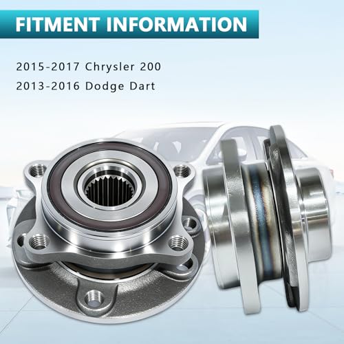 513348 Front Wheel Bearing Hub Assembly for Dodge Dart 2013-2016 | Hub for Chrysler 200 2015-2017, Eliminates Noise, Simple Installation, Direct Bolt-On, OEM Quality, No Warning Lights - size: 513348