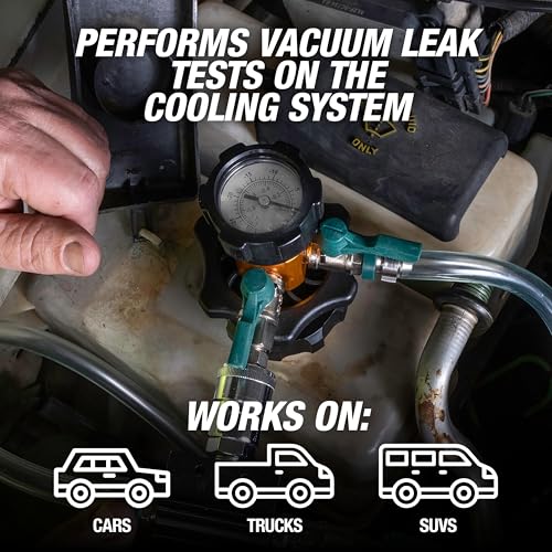 OEMTOOLS Coolant Vacuum Refill Kit, Coolant Pressure Tester Kit, 5 Adapter | 70-110 psi Recommended Working Pressure, Performs Vacuum Leak Tests on the Cooling System, Helps Prevent Come-Backs - size: 5 Adapters, style: AirEvac Cooling System Refiller Kit