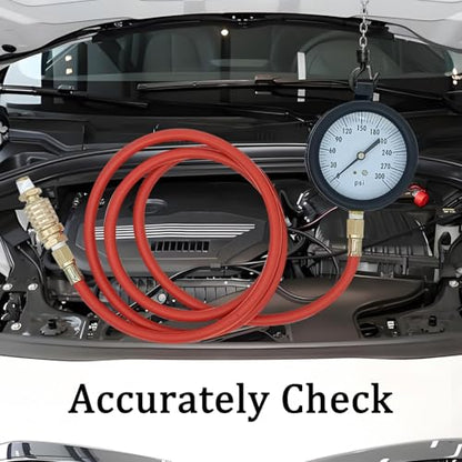 TU-32-20, Compuchek Fuel System Pressure Test Gauge,3-1/2", 300 PSI Gauge,Fit for Cummin-s Diesel Engines and Other Diesel Engines, for Road Testing(6FT)