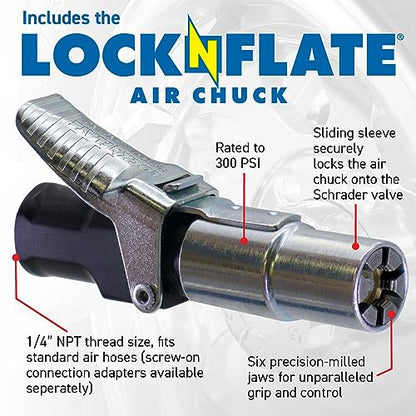 LockNFlate Tire Inflator/Deflator with Digital Gauge