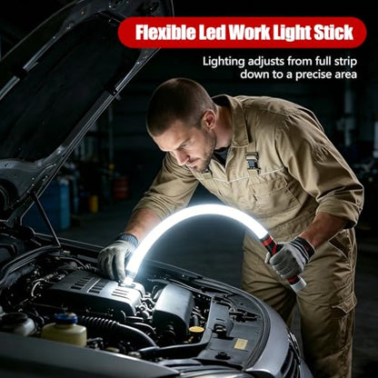 Abnaok Flexible LED Flashlight Stick, 30 in Bendable Mechanic Light with High-Lumen LED, Rechargeable Bendable Flashlight, 3 Lighting Modes, Automotive Illumination Tool for Mechanic Car Repairs