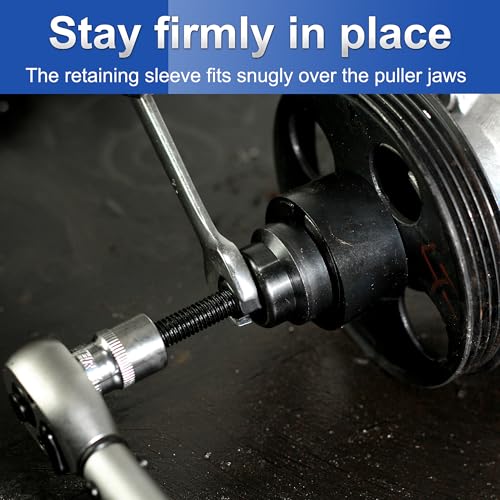 Power Steering Pulley Puller Installer Tool Set, Power Steering Pump Pulley Removal Tool Compatible with Ford, GM, VW and Chrysler Vehicles - color: blue