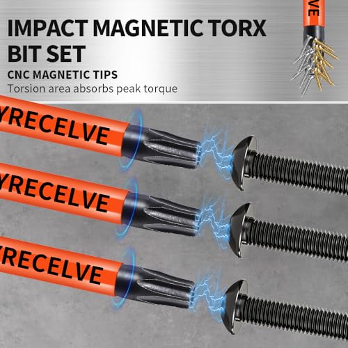 12-Pack Impact Security Torx Bit Set (T5-T40) 3-Inch Long, S2 Steel, Professional Tamper Proof Star Bits Set, with 1/4" Hex Shank, Magnetic & High Torque for Automotive/Electronics/DIY - size: 12-Pieces 3 inch Torx Security Bits