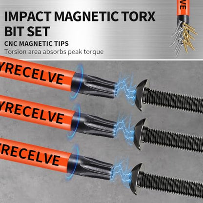 12-Pack Impact Security Torx Bit Set (T5-T40) 3-Inch Long, S2 Steel, Professional Tamper Proof Star Bits Set, with 1/4" Hex Shank, Magnetic & High Torque for Automotive/Electronics/DIY - size: 12-Pieces 3 inch Torx Security Bits