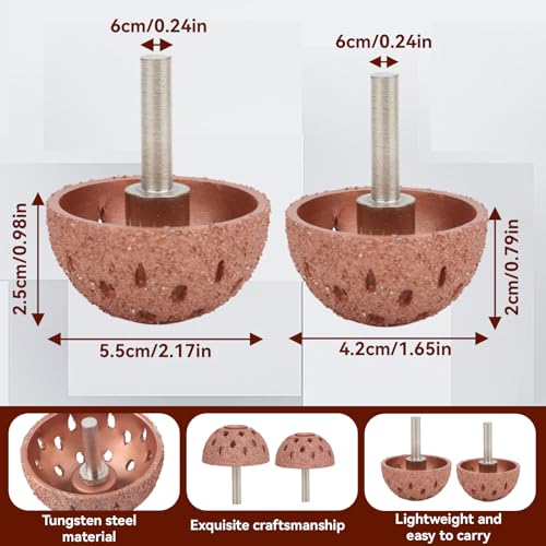 2PCS Tire Repair Buffer Wheel, Tungsten Steel Buffing Wheel Bowl Type Grinding Head with 6mm Shank Power Tool Accessories for Tire Polishing