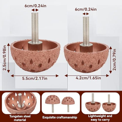 2PCS Tire Repair Buffer Wheel, Tungsten Steel Buffing Wheel Bowl Type Grinding Head with 6mm Shank Power Tool Accessories for Tire Polishing