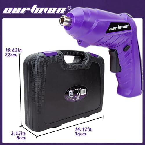 CARTMAN 149PCS Tool Set, Purple Cordless Screwdriver, Home Repair Tool Kit | Complete tool assortment with cordless screwdriver for home repairs, office fixes, furniture setup crafting, and daily tasks. - style: 149 PURPLE