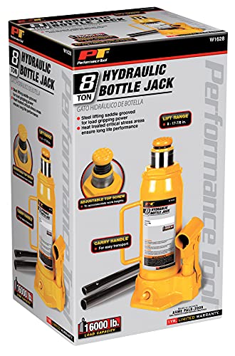 Performance Tool W1628 8-Ton (16,000 lbs.) Heavy Duty Hydraulic Bottle Jack - size: 8-Ton