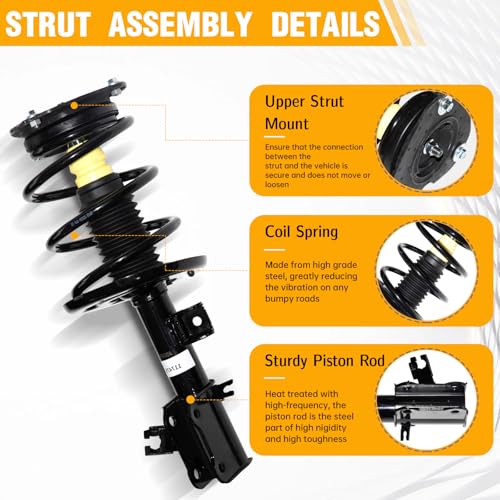 Front Struts Assembly w/Coil Spring 172392 172393, Set of 2 | Shock Absorbers Replacement for 2007-2012 Nissan Altima 2.5L Models Only