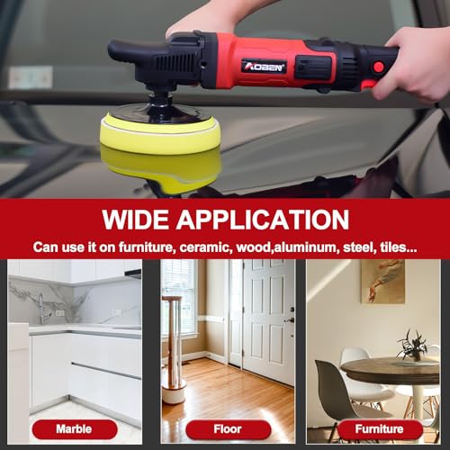 AOBEN 6/7 inch Buffer Polisher,Rotary Car Buffer,1600W Car Polisher Waxer Kit with 6 Variable Speed 1000-3500RPM & 4 Polishing Pads,Detachable Handle for Car Polishing and Waxing - size: AT3501C-1