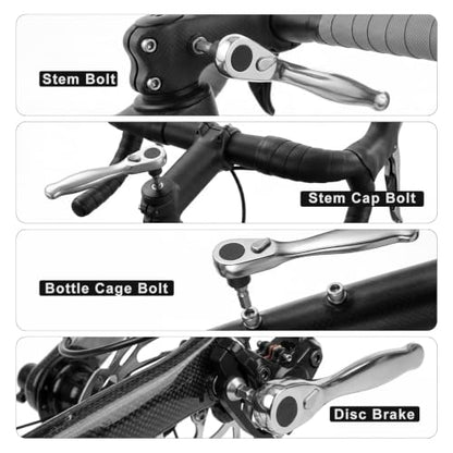 Compact Bike Repair Tool Kit with Bidirectional Ratchet Wrench & 7 S2 Bits | All-in-one portable design, bidirectional ratchet wrench, 7 magnetic s2 steel bits, high-tack vulcanized tire strips