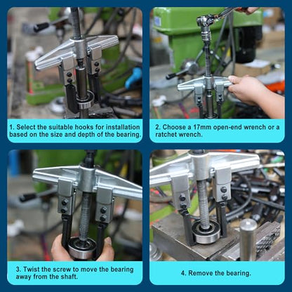 3 in 1 Gear Puller Set, 8pcs 2 Jaw Bearing Flywheel Puller Kit with Reversible Jaws, Cr-V Steel Heavy Duty Pulley Puller Tool for Pulley Gear Bearing Flywheel Removal