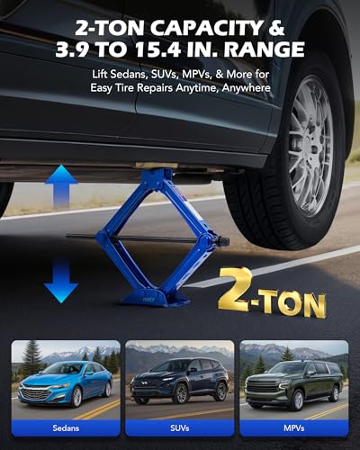 Orion Motor Tech 2 Ton Scissor Jack, 15 pc. Car Scissor Jack Kit for Sedan SUV MPV with Ratchet Wrench Drill Sockets, 4409 lb. Portable Car Jack and Stand Kit, Heavy Duty Car Jack for Tire Changing - style: Single Tooth