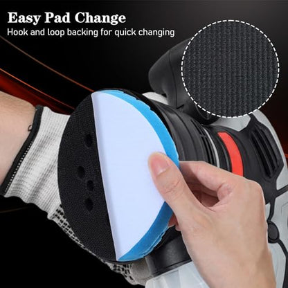 Buffing Polishing Pads 6 Inch,7Pcs 150mm Car Polishing Pads with Wool and Microfiber for Compound, Waxing, and Finishing