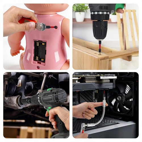 86-Piece Magnetic Impact Nut Driver Set, SAE & Metric, 1/4-Inch Hex Shank | CR-V nut drivers with S2 impact bits and sockets, plus a 90° right-angle drill adapter, flexible extension and mini ratchet. - size: 86pcs