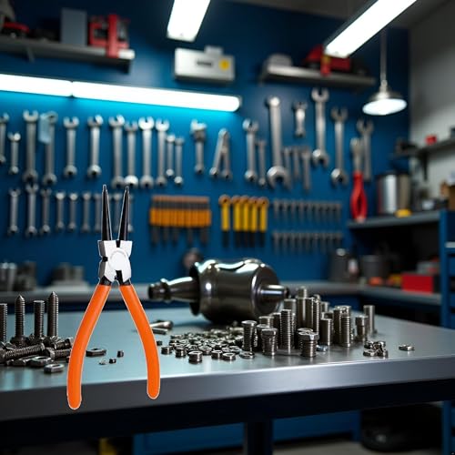 1 Pc Orange Heavy Duty 7" EXTRA Long External Straight Retaining Ring Clip Circlip Removal Plier Snap-Ring Pliers, Slip-Joint Pliers Side-Cutting Pliers Plier Sets Needle-Nose