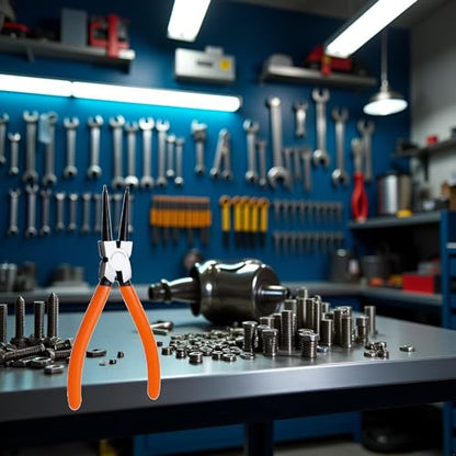 1 Pc Orange Heavy Duty 7" EXTRA Long External Straight Retaining Ring Clip Circlip Removal Plier Snap-Ring Pliers, Slip-Joint Pliers Side-Cutting Pliers Plier Sets Needle-Nose