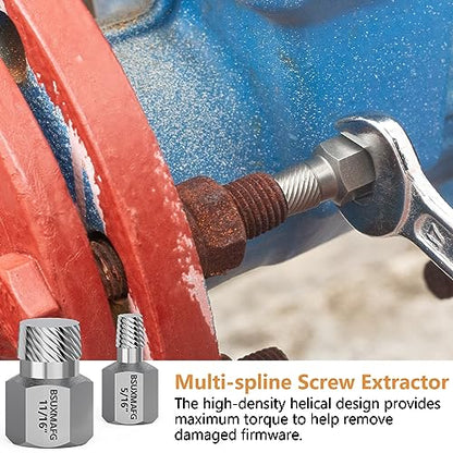 49PCS Screw & Bolt Extractor Set with Left Hand Drill Bit Set, Multi-Spline Easy Out Broken Bolt Remover Tools for Damaged Stripped Rounded-Off Bolts, Socket Screws, Nuts, Studs, and Fittings - size: 49 Pieces