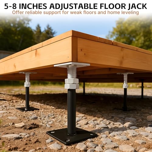 8 Pcs House Floor Jacks, 5" to 8" Adjustable Height | House Jacks for Leveling, Floor Leveling Support, Screw Jack Post for Home Leveling, Basement, Porches, Roof Beams and Decks - size: 5" to 8"