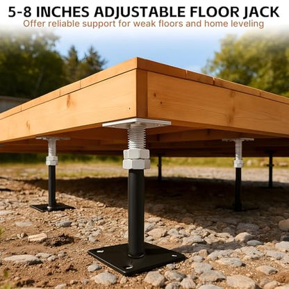 8 Pcs House Floor Jacks, 5" to 8" Adjustable Height | House Jacks for Leveling, Floor Leveling Support, Screw Jack Post for Home Leveling, Basement, Porches, Roof Beams and Decks - size: 5" to 8"