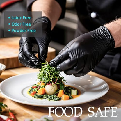 PROMEDIX P Black Disposable Nitrile Gloves, 6Mil 100 Pcs Food Safe Cooking Gloves Latex Free Rubber Gloves for Cleaning Exam - color: Black, size: Small