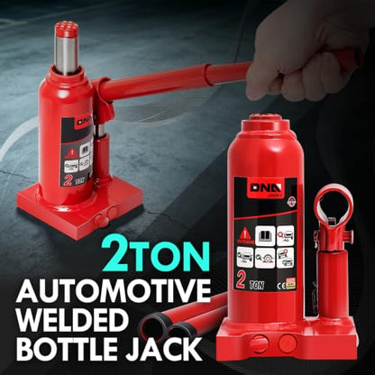 DNA Motoring 2 tons / 4000 lbs Lifting Automotive Welded Hydraulic Bottle Jackfor Sedans Repair, with Manual Handle & Carrying Storage Case, Red - color: red, style: 2 ton