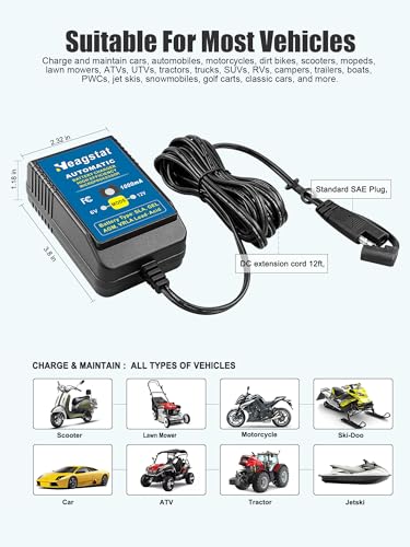 Heagstat HEAG010 Trickle Battery Charger, 6V&12V 1000mA Battery Maintainer - size: 1A 12V