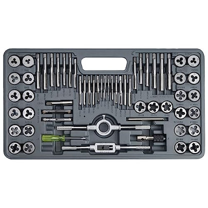 Anfrere 60pcs SAE & Metric Tap and Die Set, Metric Standard Rethreading Tool Kit, Coarse and Fine Threads for Cutting External and Internal Threads, Essential Repair Tool Kit with Storage Case - size: 30pcs Metric & 30pcs Standard