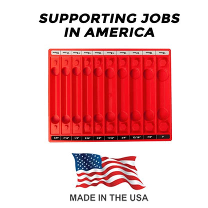 TOOL SORTER SOCKET ORGANIZER (RED) | Reduce Frustration, Save time| Easy-to-Read Labels | Metric & SAE | Professional Quality Tool Organizer | Made in USA
