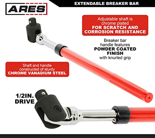 ARES 40009 1/2in Extendable Breaker Bar, 16-24in, Twist Lock | Easy use twist lock adjustable design.