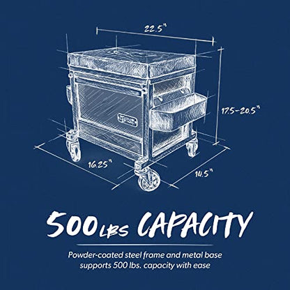 URBANTRANSIT Sidekick Heavy Duty Shop Stool - 500 Lb Capacity Rolling Stool for the Garage and Workshop with Toolbox Storage and 360 Degree Swivel Wheels - an Ideal Mechanics Stool or Workshop Stool