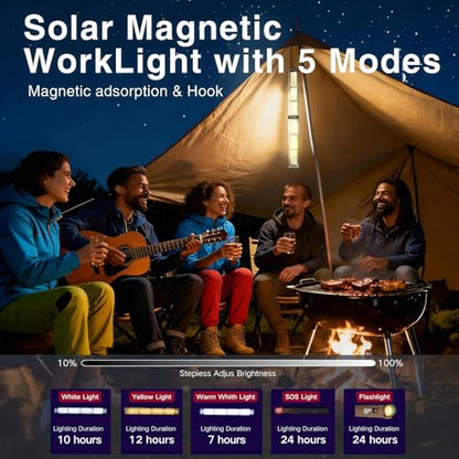 Solar Magnetic Work Light Bar 3000LM 4000mAh, Rechargeable LED Underhood Mechanic Light for Car Repair & Camping, Strong Magnet Base, Tripod Mount, Hook, Type-C - style: L0