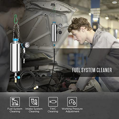 C100 1000ML Fuel System Cleaner Kit, 150PSI Non-Dismantling Fuel Injector,Intake & Catalytic Converter Cleaning Tool with Various Connectors & Pressure Gauge, Portable Case for Cars SUVs Trucks - style: C100 With Case
