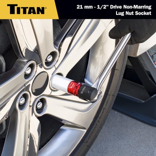 Titan 21093 1/2-Inch Drive x 21mm Non-marring Impact Deep Lug Nut Socket - size: 21mm
