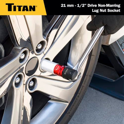 Titan 21093 1/2-Inch Drive x 21mm Non-marring Impact Deep Lug Nut Socket - size: 21mm