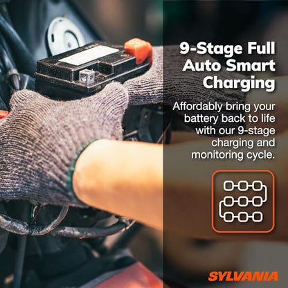 SYLVANIA - Smart Charger - Heavy-Duty, Portable Car Battery Charger - Make Charging Your Car Battery Easy - Use as Battery Maintainer & Charger - 12V or 24V Voltage Output - 8 AMP