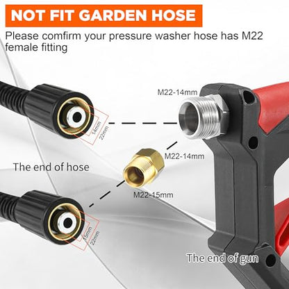 Tool Daily Short Pressure Washer Gun with Foam Cannon, 15° Curved Car Wash Brush with Long Handle, 5 Nozzle Tips, 1/4” Quick Connect - style: Foam Gun with Brush