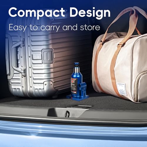 12 Ton/26455 LBS Hydraulic Bottle Jack, Blue Car Jack, 7.87-15.4 Inch Lifting Range, Welded Bottle Jack for Car, Pickup, Truck, RV, Auto Repair