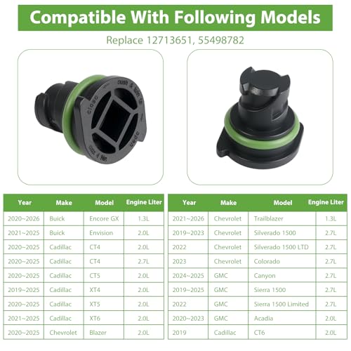 Oil Drain Plug 7 Pack Kit Compatible with GM Chevrolet Cadillac 2019-2021 Oil Pan Drain Plug with Oil Drain Plug Removal Tool Replace 12713651 55498782