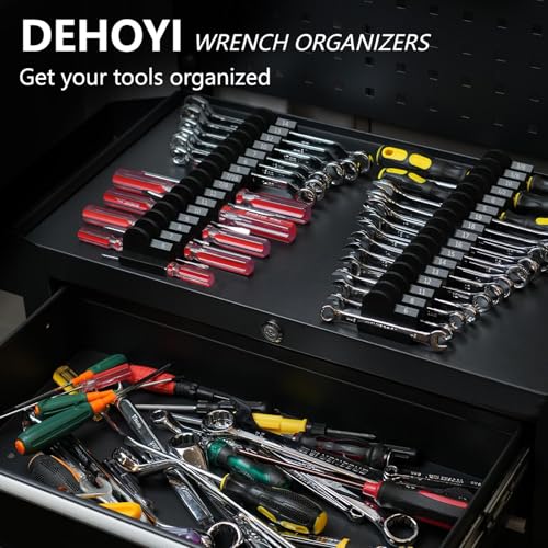 DEHOYI Premium MAGNETIC Modular Wrench Organizer System- Wrench Rack with Metric&SAE Labels, Tool Storage Holder. Gift for mechanics (Black) - style: Magnetic(48 pcs Black)