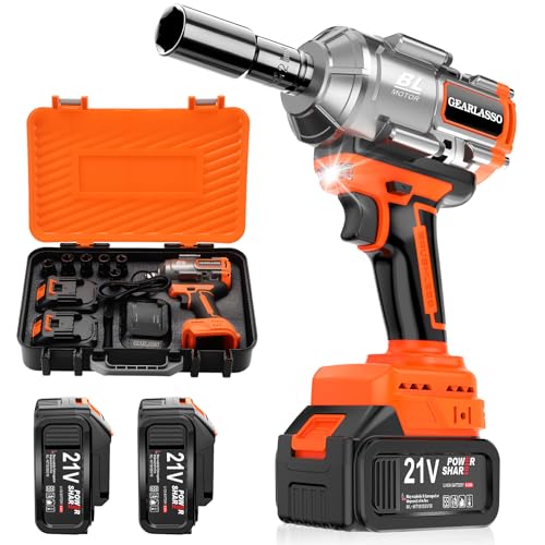 1600Nm(1200Ft-lbs) High Torque Cordless Impact Wrenches 1/2" Brushless Impact Gun Wrench with 2 x 4.0Ah 21V Batteries, 6 Sockets, Extension Bar, Variable Speeds for Home/Car/Truck/RV/Mower - size: 1600N.m