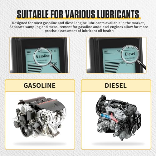 Engine Oil Quality Tester for Gasoline & Diesel | Digital Oil Diagnostic Tool Handheld Analyzer with 31.5in Probe, 2.8in Display - color: BLACK, size: Engine Oil Tester