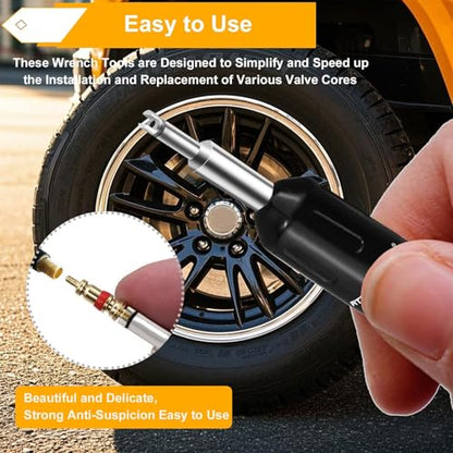ATsafepro Valve Core Removal Tool, Valve Stem Removal Tool Contains 4 Schrade Valve Cores and 4 Tire Valve Caps, Schrader Valve Removal Tool Quick Repair Kit, Valve Core Tool Easy to Carry (Pack of 2) - size: 4.26 inch (Pack of 2)