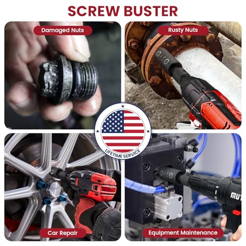 2-in-1 Lug Nut Removal Tool & Impact Socket Set, with 1/2" Drive, Easy Out Broken Bolt Extractor Kit, Ez Out Stripped Wheel Lock for Removing Rounded, Rusted Bolts, Nuts & Screw 7-Pieces(Red) - color: 7pcs