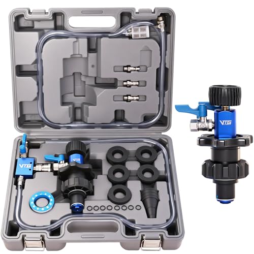 VTG VOGTEN Coolant Vacuum Refill Kit,15PCS Vacuum Coolant Fill Kit with Leak Detector,6 Adapters,Cooling System Vacuum Fill Tool with Dual-Movement Gauge,for Pressure Testing,Leak Detection